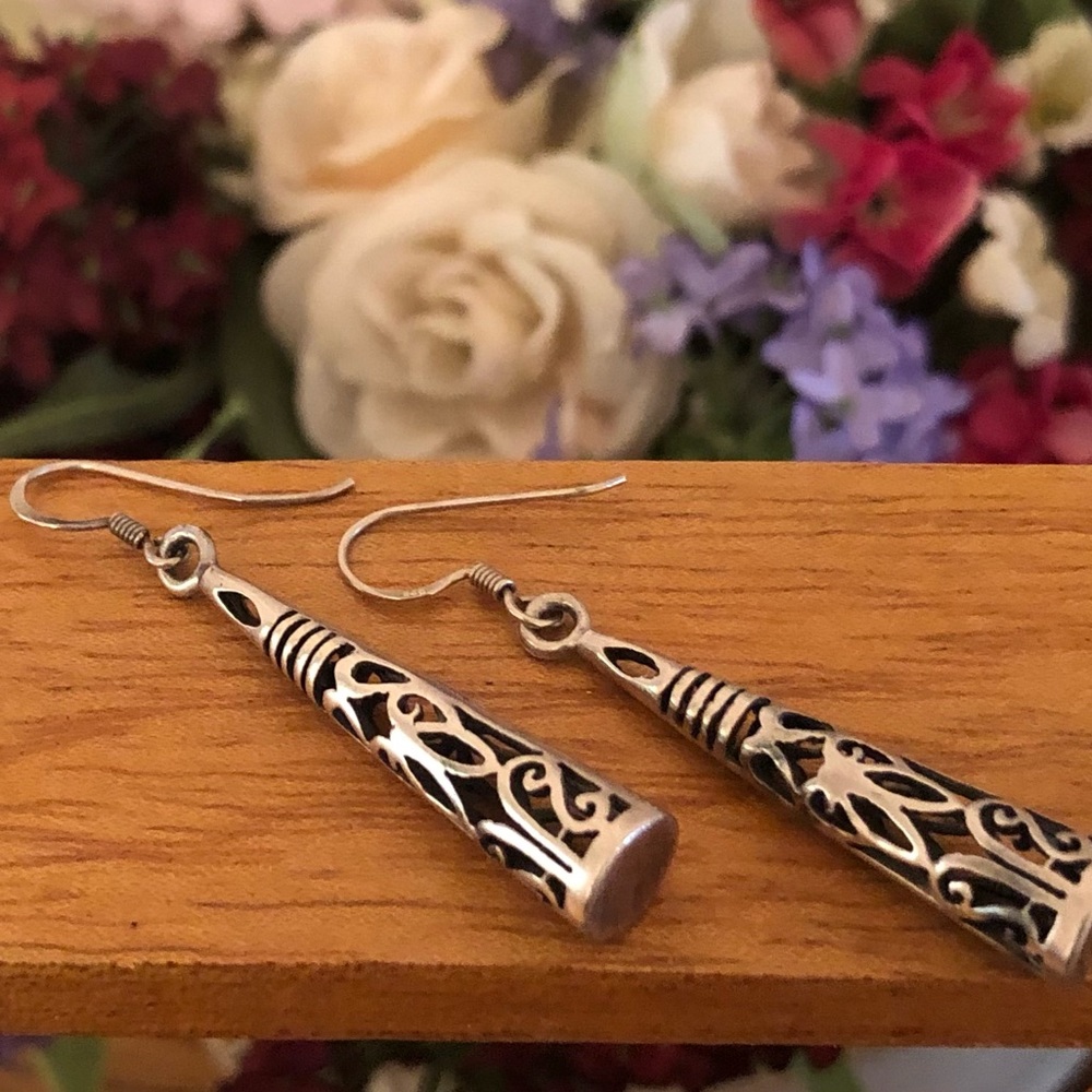 Vintage Silpada Sterling Silver Cone Filigree Earrings W1159 - Picture 12 of 12